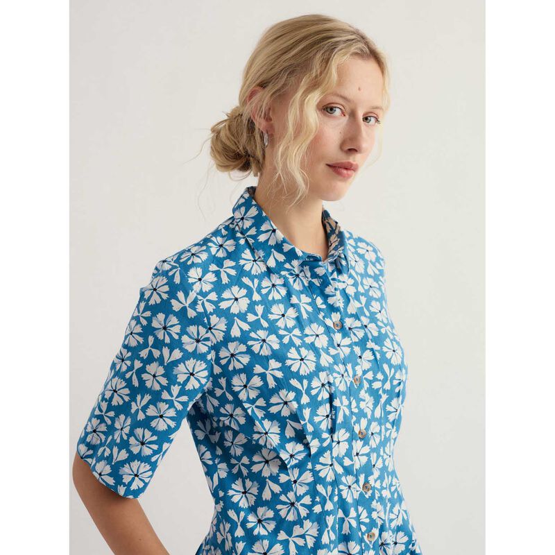 Seasalt Cornwall Wild Liquorice Dress Bold Cornflower Sailboats image number 2